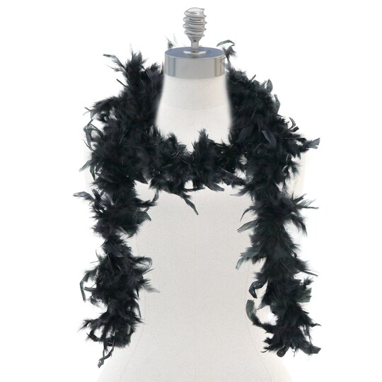 Skeleteen; Feather Boa Costume Accessory - Great Black Boa with Feathers - 1 Piece; Category:Adult Costume Accessories; Image:1
